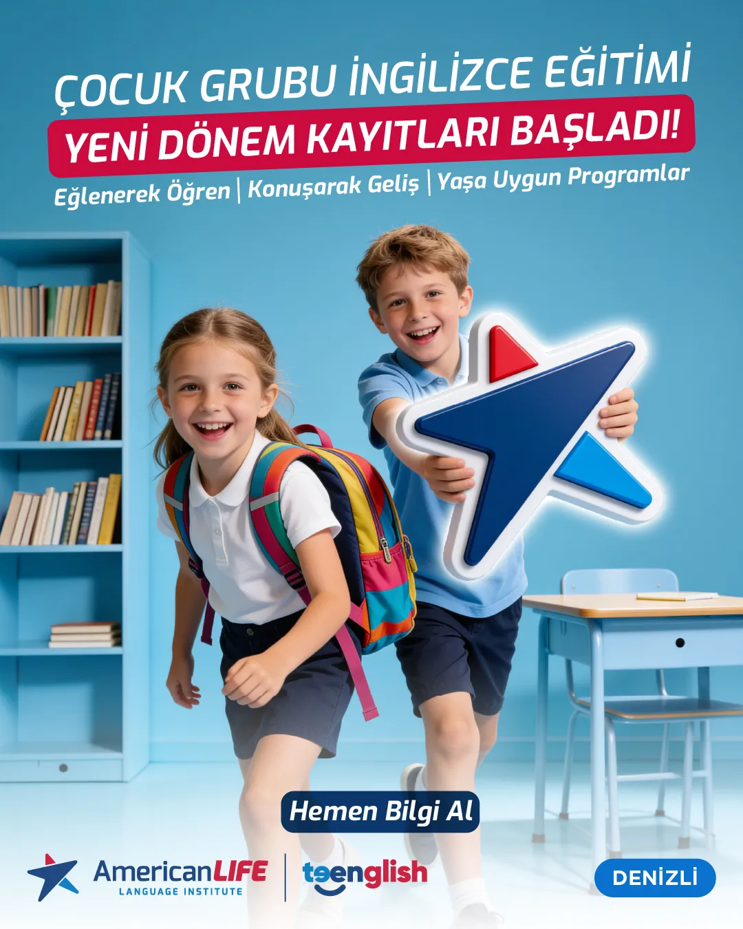 Denizlide çocuklar için ingilizce kursu